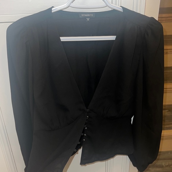 Black Button Up Top - Picture 2 of 6